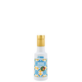 Garrafa branca de 250ml com tampa dourada e rótulo estampado com mosaicos em tons de azul e amarelo do Azeite Potenza Reserva Especial Frutado.